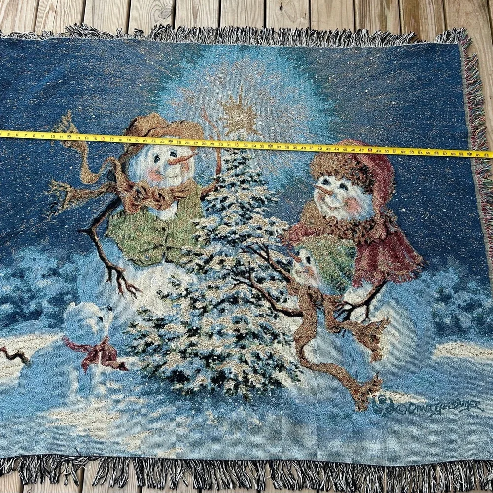 Dona Gelsinger Snowman Family  Tapestry Throw Blanket 50 X‎ 60 Metallic